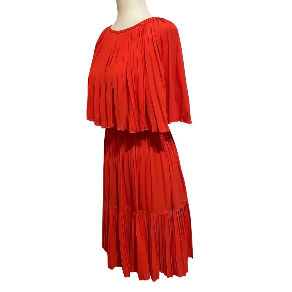 Kate Spade Pleated Plisse Cape Overlay Mini Dress Women’s Size 0 Red